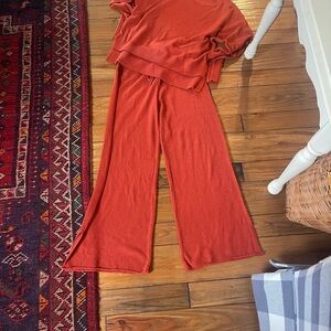 Women's burnt Orange/rust colored 2 piece set ,Cropped Women’s size medium